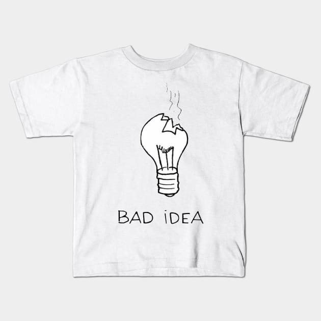 Bad Idea - Digital Drawing - B&W Kids T-Shirt by euror-design